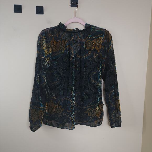 Violet + Claire Velvet Burnout Puff Sleeve Ruffle Tunic Size S - Picture 7 of 11